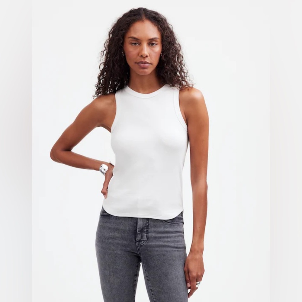 Women’s Madewell Regenerative Cotton Ribbed Cutaway Tank Size Small White NWT